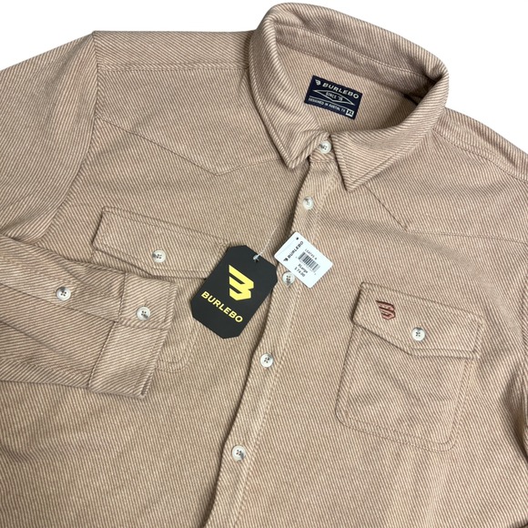 BURLEBO Other - Burlebo Mens XL Western Button Down Shirt Tan Khaki Twill Long Sleeve NWT